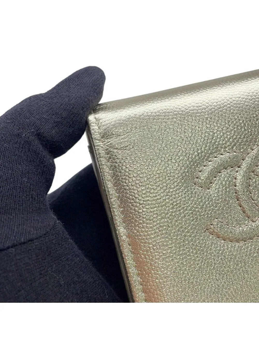 Chanel Bifold Wallet CC Logo Small Flap Caviar Leather